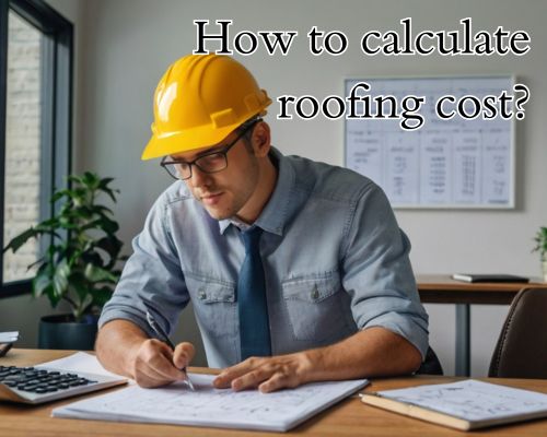 a roofer doing costing in the office