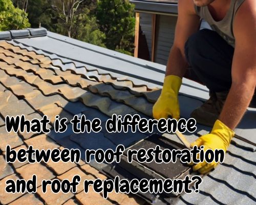 Worker aligning roof tiles.