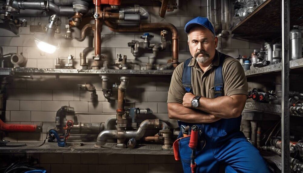 Plumber Inspecting Electric Water Heater